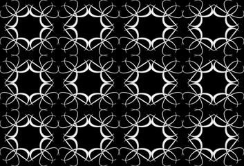 Seamless pattern design with floral background elements, beautiful ornaments, black, white, orange, pink, red, green, yellow, blue, gray, purple