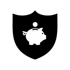 Vector Piggy Bank or Savings Protection or Shield Illustration