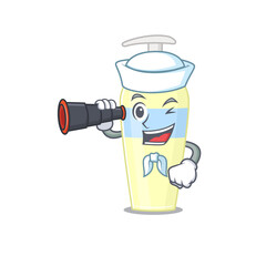 A cartoon picture of serum Sailor using binocular