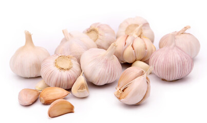 Garlic isolated on white background in studio.
