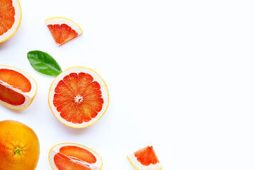High vitamin C. Juicy grapefruit on white.