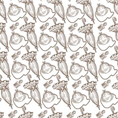 Purse and umbrella with lace, vintage accessories seamless pattern