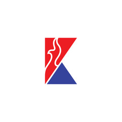 initial letter K logo with fire, design and template