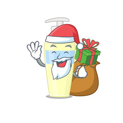 Cartoon design of serum Santa having Christmas gift