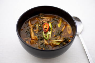 Soybean Paste Soup with Dried Radish Leaves