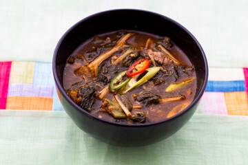 Soybean Paste Soup with Dried Radish Leaves