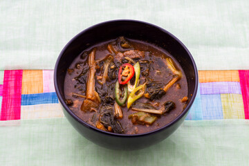 Soybean Paste Soup with Dried Radish Leaves