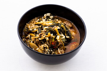 Soybean Paste Soup with Dried Radish Leaves