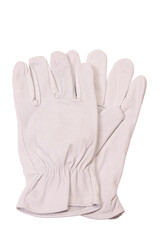 Obraz premium White leather work gloves shot in studio on white background