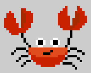 Pattern crab. 8-bit pixel crab image. Vector Illustration of pixel art.
