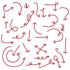 hand drawn Arrows icons Set. arrow icon with various directions. Doodle vector illustration. isolated on a white background