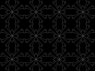 Seamless pattern design with floral background elements, beautiful ornaments, black, white, orange, pink, red, green, yellow, blue, gray, purple