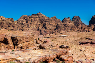 Fototapeta premium It's Nature and mountains in Petra (Rose City), Jordan. Petra is one of the New Seven Wonders of the World.