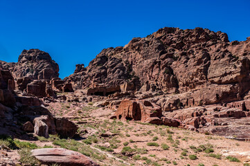 Fototapeta premium It's Canyon in Petra (Rose City), Jordan. The city of Petra was lost for over 1000 years. Now one of the Seven Wonders of the Word