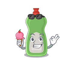 A Caricature design concept of dishwashing liquid with cone ice cream