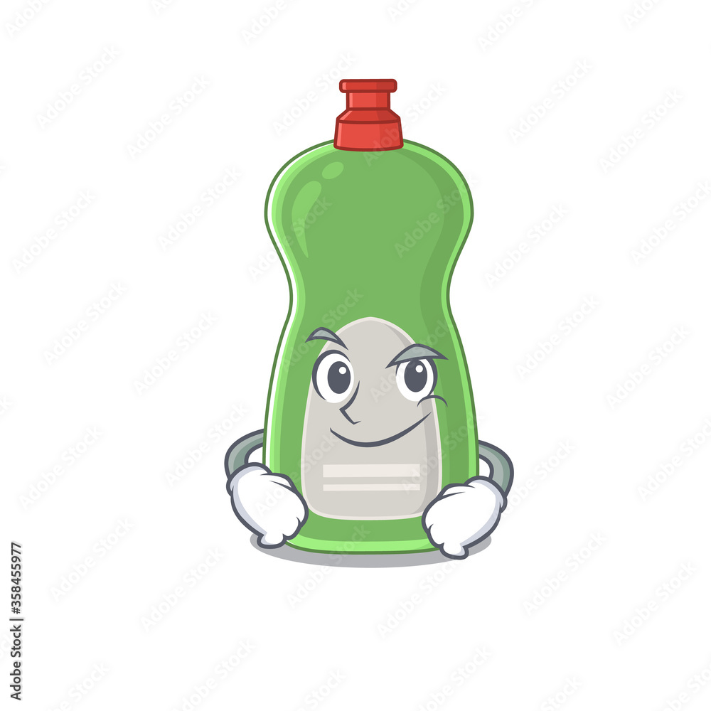 Poster A cute caricature picture of dishwashing liquid having confident gesture