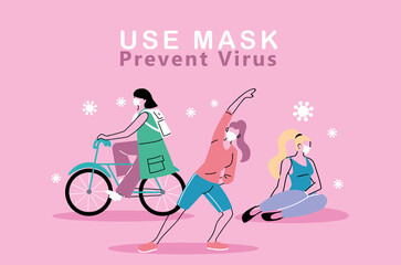 people with masks outdoors doing sports