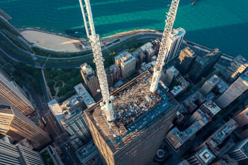 Obraz na płótnie Canvas Aerial view of Chicago Downtown skyscrapers