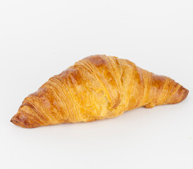 French butter croissants on white background. French pastries.