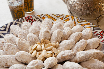 Mlouza almond sweets are typical Moroccan food.