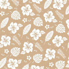 ハイビスカスのビンテージなハワイアンパターン