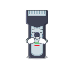 Caricature design style of electric shaver with a sad face