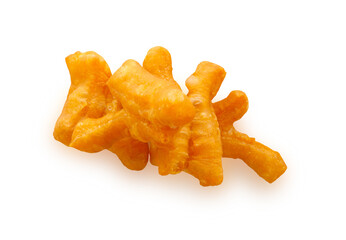 deep-fried doughstick isolated on white background with clipping path
