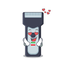 A passionate electric shaver cartoon mascot concept has a falling in love eyes