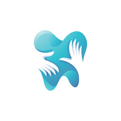 Teeth Tooth and Care Hand Logo Icon