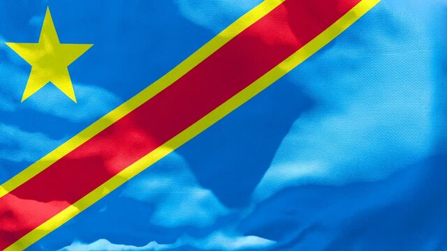 The national flag of Congo flutters in the wind