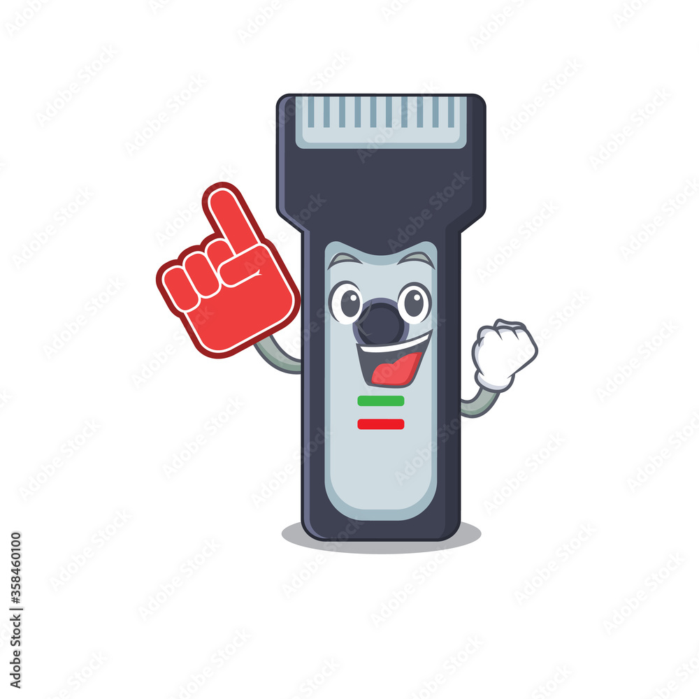 Poster Electric shaver in cartoon picture design with Foam finger