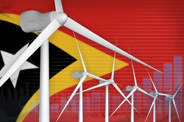 Timor-Leste wind energy power digital graph concept - environmental natural energy industrial illustration. 3D Illustration