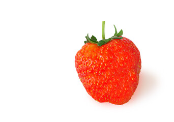 Single strawberry isolated on white background with clipping path