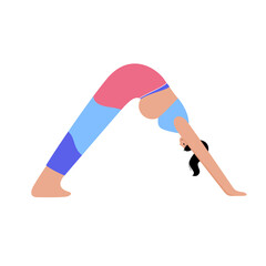 Yoga flat vector illustration. Healthy pregnancy.