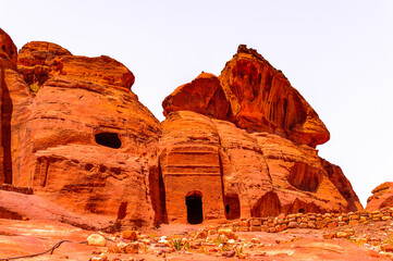 Ancient rock cut architecture of Petra, Jordan. Petra is one the New Seven Wonders of the World