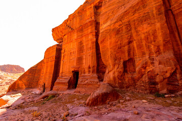 Ancient rock cut architecture of Petra, Jordan. Petra is one the New Seven Wonders of the World