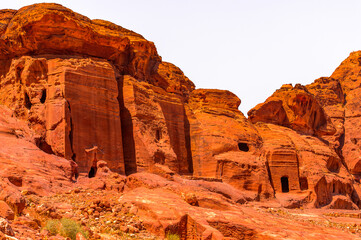 Ancient rock cut architecture of Petra, Jordan. Petra is one the New Seven Wonders of the World