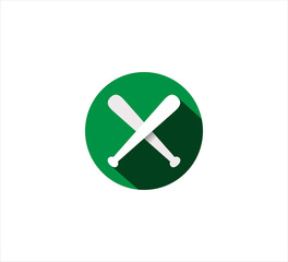 crossed baseball bat inside green circle vector icon logo design template