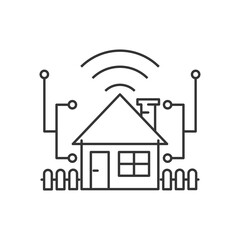 Smart home icon. Outline thin line. 