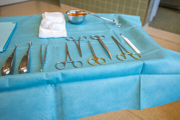 in operating room there is an instrument table for performing wound care