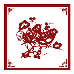 The Classic Chinese Papercutting Style Illustration, Cartoon Birds