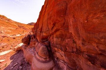 Ancient rock cut architecture of Petra, Jordan. Petra is one the New Seven Wonders of the World