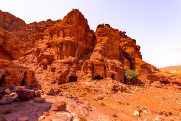 Fototapeta premium Ancient rock cut architecture of Petra, Jordan. Petra is one the New Seven Wonders of the World