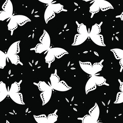 Naklejka premium Stylized graphic butterflies seamless pattern. Vector illustration.