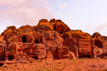 Ancient rock cut architecture of Petra, Jordan. Petra is one the New Seven Wonders of the World