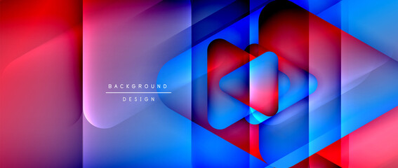 Triangle shapes geometric abstract background. 3D shadow effects and fluid gradients. Modern overlapping forms wallpaper for your text message