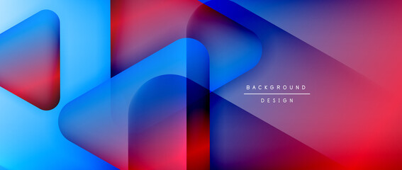 Triangle shapes geometric abstract background. 3D shadow effects and fluid gradients. Modern overlapping forms wallpaper for your text message