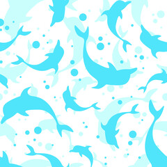 Dolphin seamless pattern vector illustration.