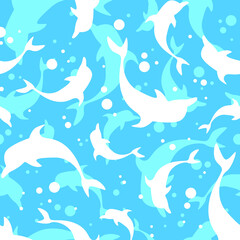 Dolphin seamless pattern vector illustration.