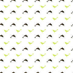 Dolphin seamless pattern vector illustration.